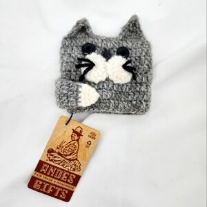 Andes Gifts NWT Animal Cup Cozies Gray‎ Black Cat Knit Coffee Tea Fair Trade